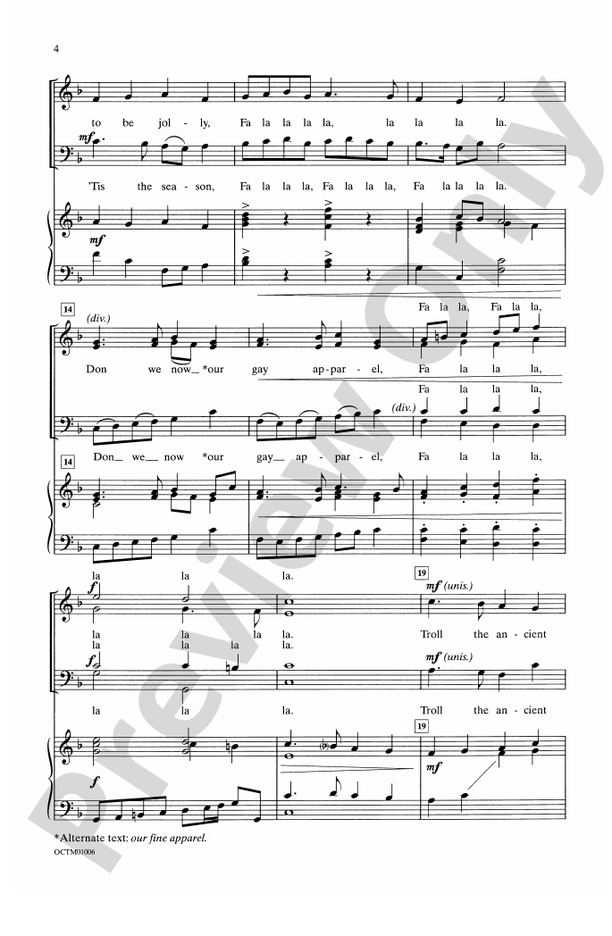 Deck the Hall - Arr. Michael Larkin – SATB Choral Octavo (Digital Download)