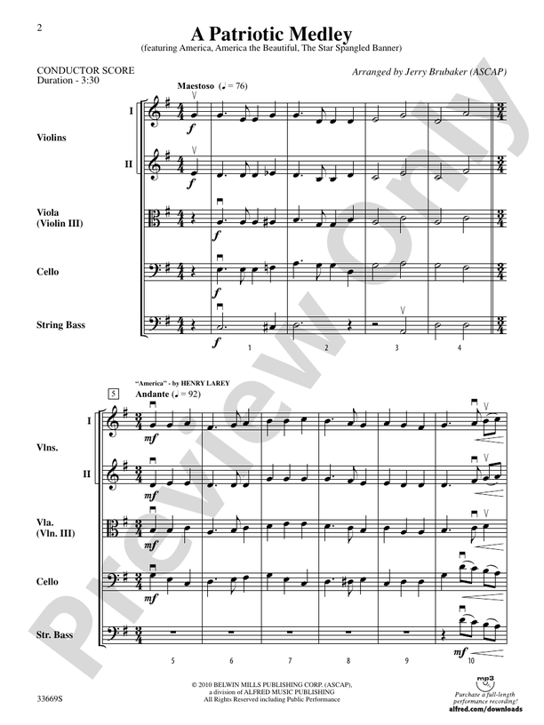 A Patriotic Medley – String Orchestra Conductor Score & Parts (Digital Download)
