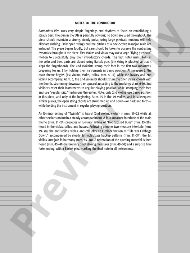 Bottomless Pizz. - String Orchestra Conductor Score & Parts (Digital Download)