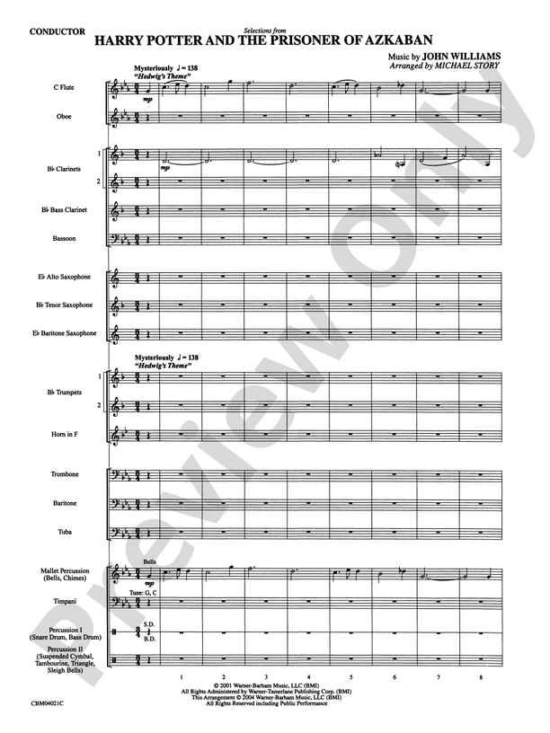 Harry Potter and the Prisoner of Azkaban, Selections from - Concert Band Conductor Score & Parts (Digital Download)
