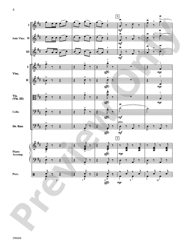 Bugler's Holiday for Three Violins and String Orchestra – String Orchestra Conductor Score & Parts (Digital Download)