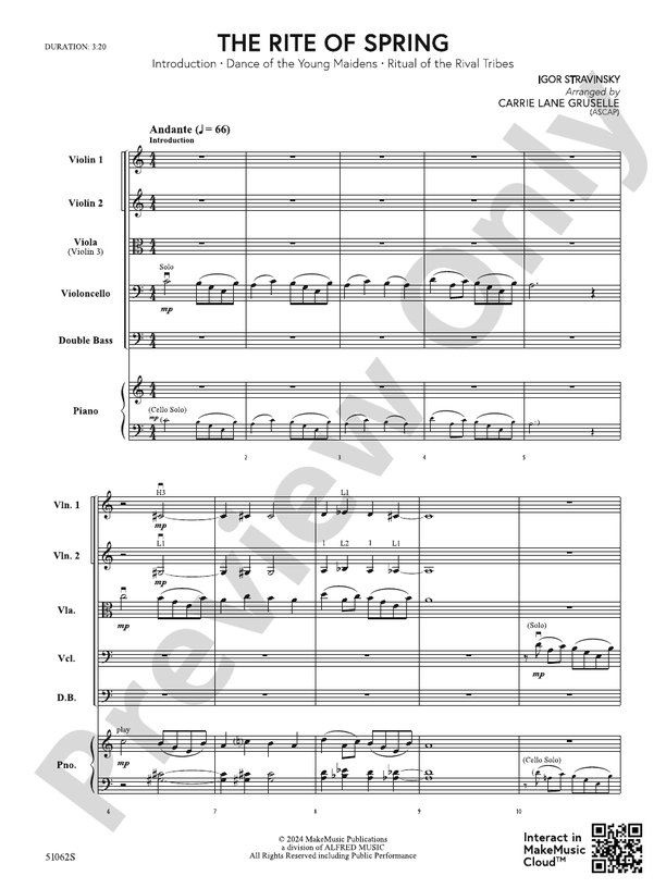 The Rite of Spring – String Orchestra Conductor Score & Parts (Digital Download)