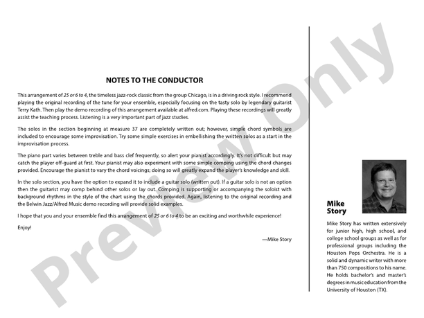 25 or 6 to 4 - Jazz Ensemble Conductor Score & Parts (Digital Download)
