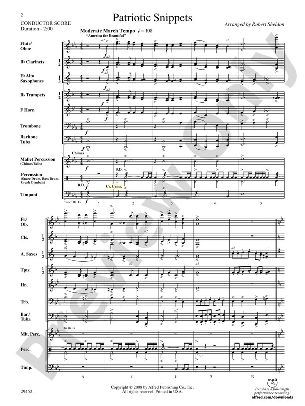 Patriotic Snippets - Concert Band Conductor Score & Parts (Digital Download)