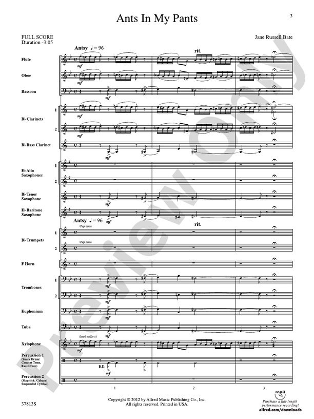 Ants in My Pants - Concert Band Conductor Score & Parts (Digital Download)