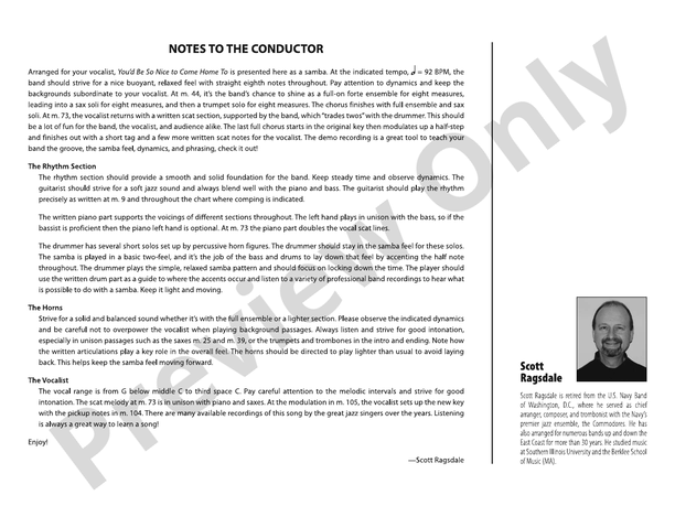 You'd Be So Nice to Come Home To – Jazz Ensemble Conductor Score & Parts (Digital Download)