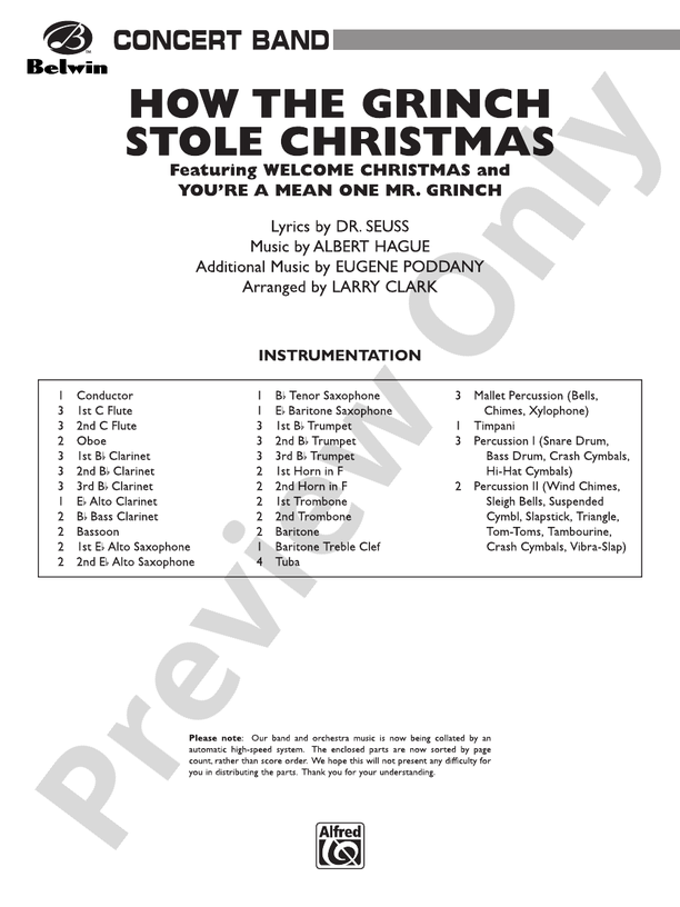 How the Grinch Stole Christmas (Grade 3) - Concert Band Conductor Score & Parts (Digital Download)