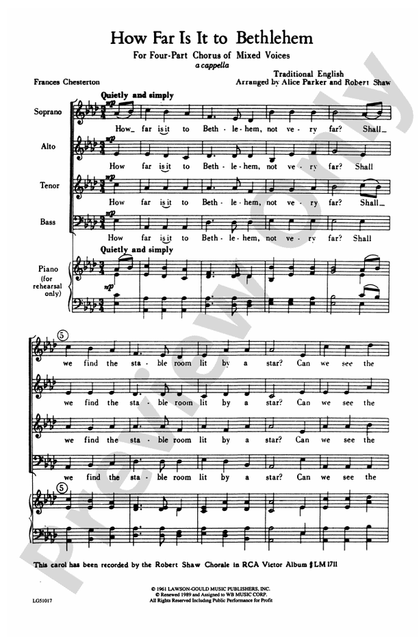 How Far Is It to Bethlehem – SATB (Digital Download)