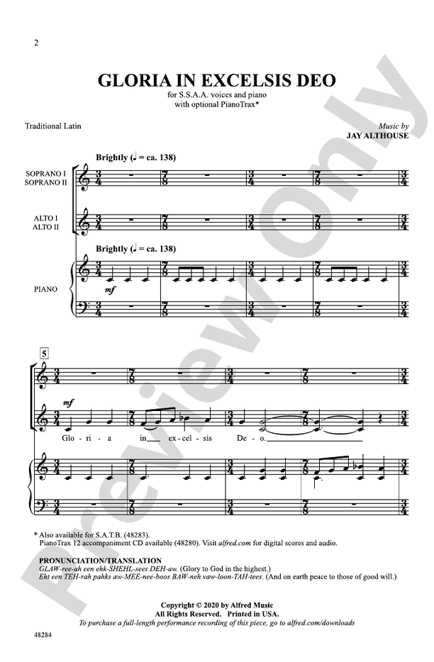 Gloria in Excelsis Deo – SSAA Choral Octavo (Digital Download)
