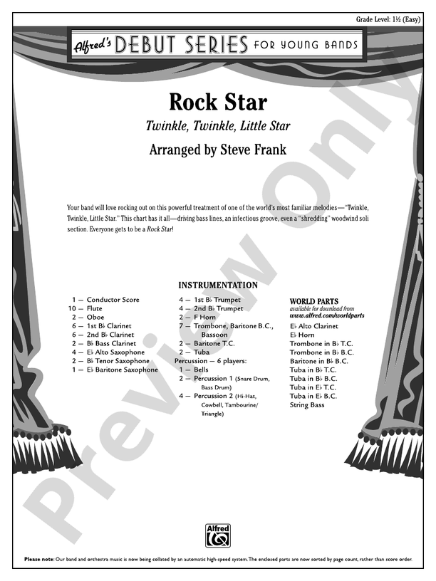 Rock Star - Concert Band Conductor Score & Parts (Digital Download)