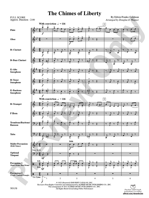 The Chimes of Liberty (Grade 1) - Concert Band Conductor Score & Parts (Digital Download)