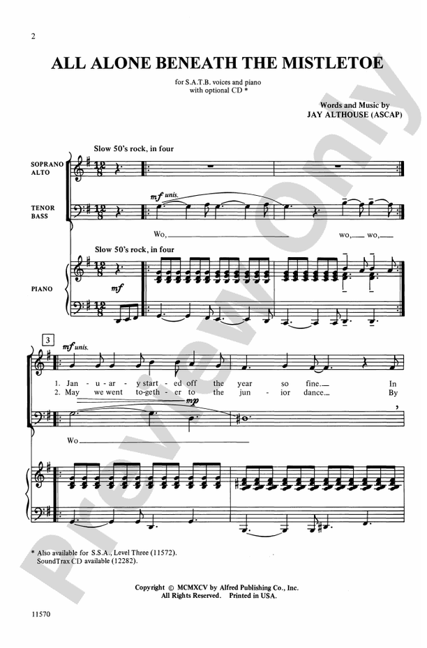 All Alone Beneath the Mistletoe - SATB Choral Octavo (Digital Download)