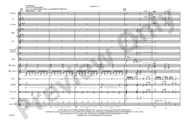 For Your Eyes Only / Goldfinger – Marching Band Conductor Score & Parts (Digital Download)
