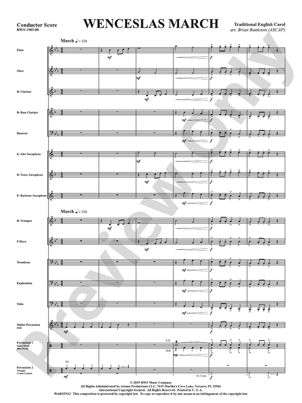 Wenceslas March - Concert Band Conductor Score & Parts (Digital Download)