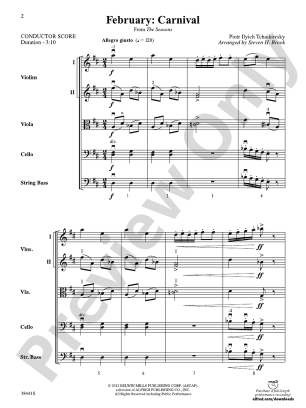 February: Carnival (from The Seasons) – String Orchestra Conductor Score & Parts (Digital Download)