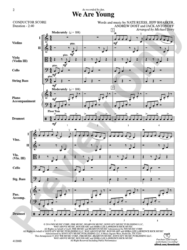 We Are Young - String Orchestra Conductor Score & Parts (Digital Download)
