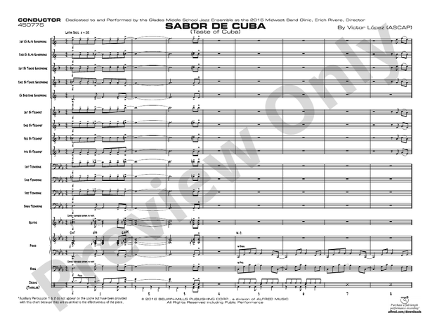 Sabor de Cuba – Jazz Ensemble Conductor Score & Parts (Digital Download)