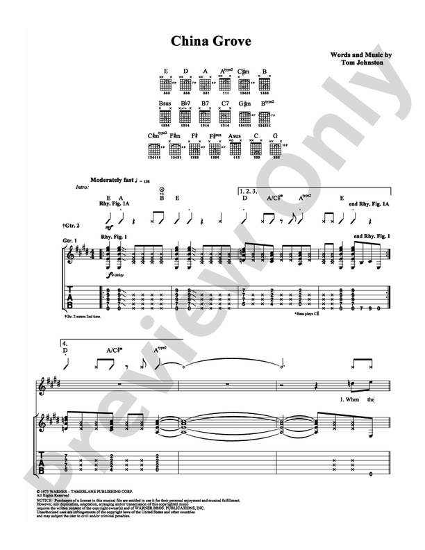 China Grove - Guitar TAB (Digital Download)