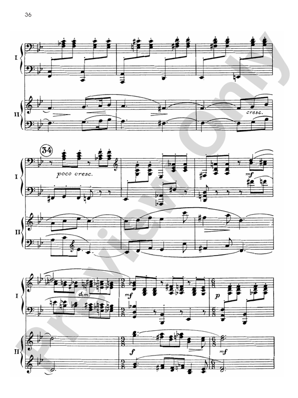 Symphonic Dances, Opus 45 - II. Andante con moto - 2 Pianos, 4 Hands (Digital Download)