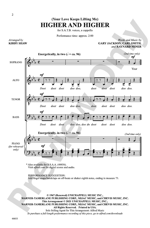 (Your Love Keeps Lifting Me) Higher and Higher - Arr. Kirby Shaw - SATB Choral Octavo (Digital Download)