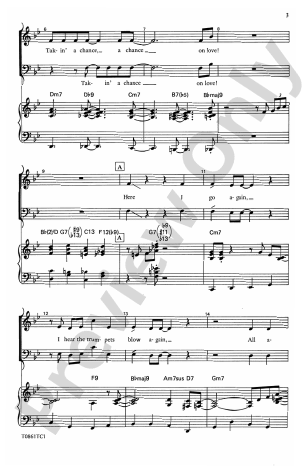 Taking a Chance on Love - SATB Choral Octavo (Digital Download)