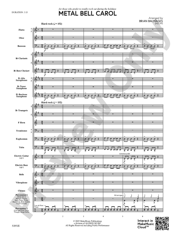 Metal Bell Carol - Concert Band Conductor Score & Parts(Digital Download)