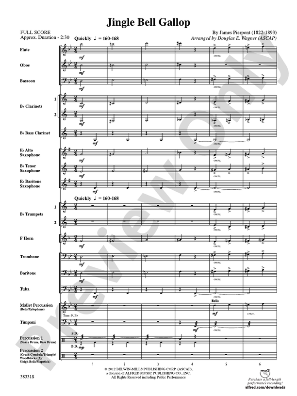 Jingle Bell Gallop - Concert Band Conductor Score & Parts (Digital Download)