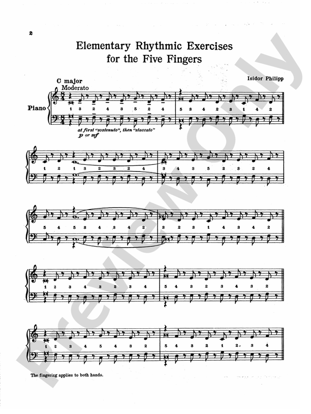 Philipp - Elementary Rhythmic Exercises for the Five Fingers - Piano Solo (Digital Download)