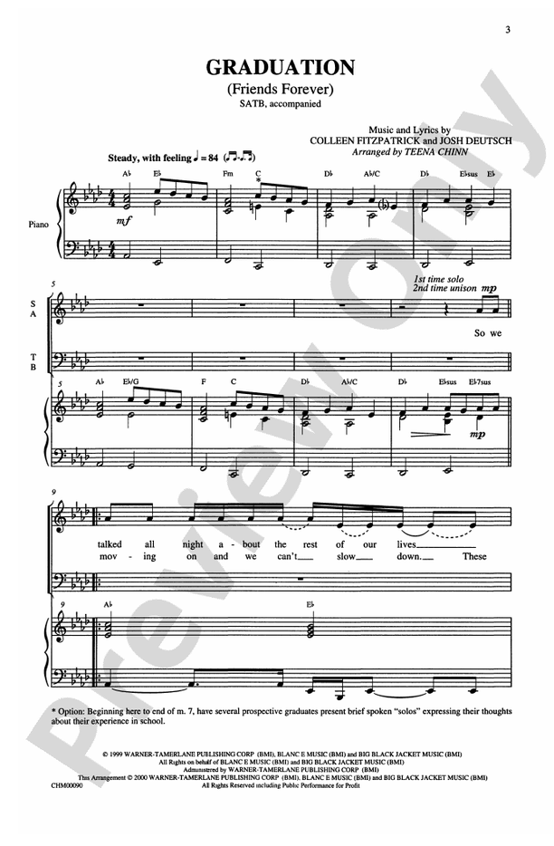 Graduation (Friends Forever) – SATB Choral Octavo (Digital Download)
