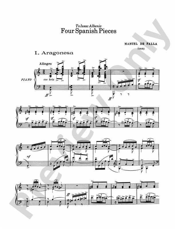 Falla - Four Spanish Pieces - Piano Solo (Digital Download)
