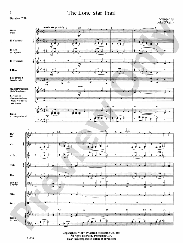 The Lone Star Trail - Concert Band Conductor Score & Parts (Digital Download)