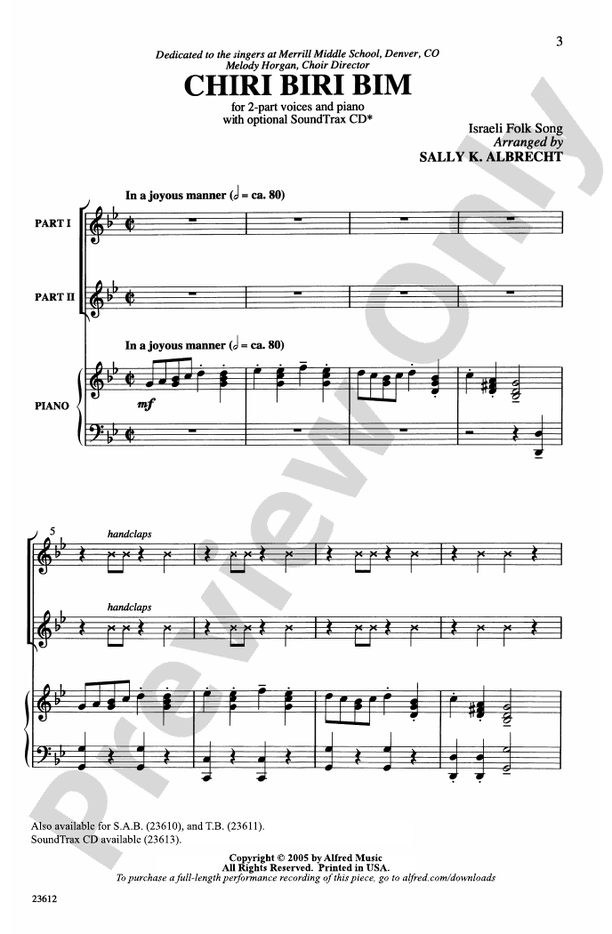Chiri Biri Bim – 2-Part Choral Octavo (Digital Download)