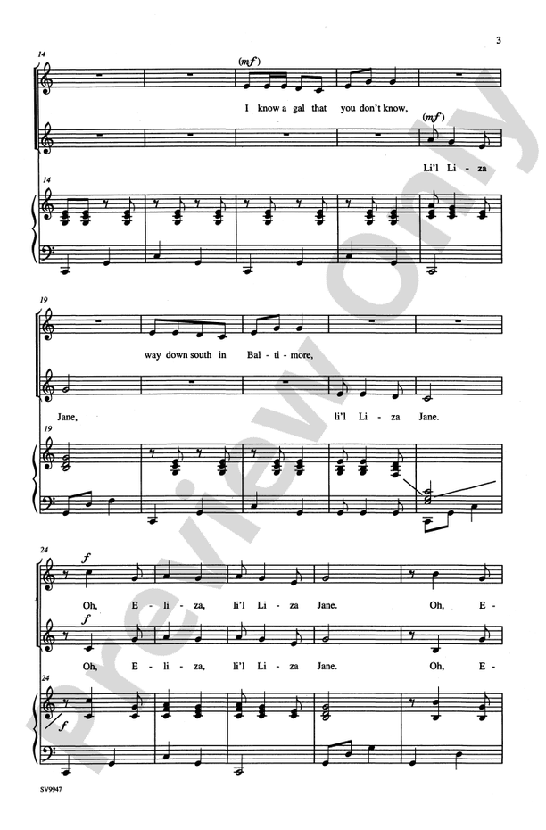 Li'l Liza Jane / Polly Wolly Doodle – 2-Part Choral Octavo (Digital Download)