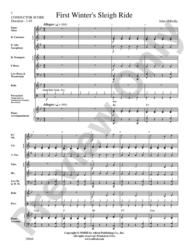 First Winter's Sleigh Ride - Concert Band Conductor Score & Parts (Digital Download)
