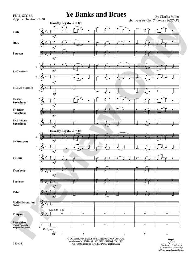 Ye Banks and Braes - Concert Band Conductor Score & Parts (Digital Download)
