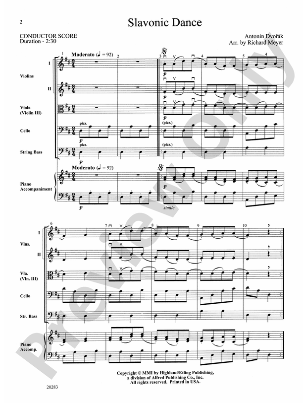 Slavonic Dance – String Orchestra Conductor Score & Parts (Digital Download)
