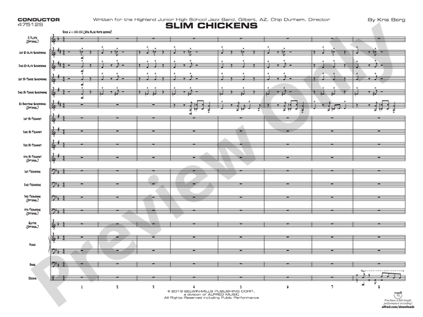 Slim Chickens – Jazz Ensemble Conductor Score & Parts (Digital Download)