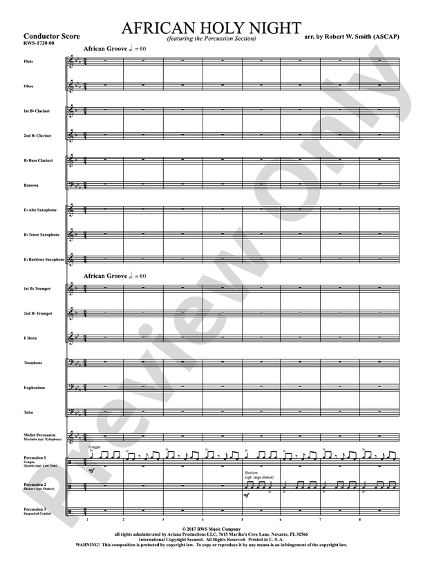 African Holy Night - Concert Band Conductor Score & Parts (Digital Download)
