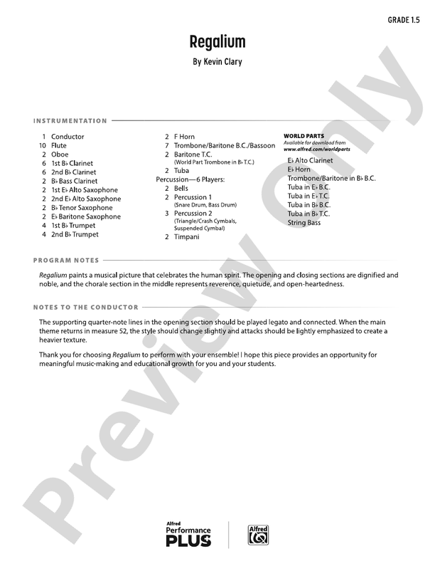 Regalium - Concert Band Conductor Score & Parts(Digital Download)