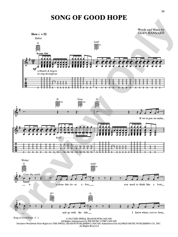 Song of Good Hope - Guitar TAB (Digital Download)