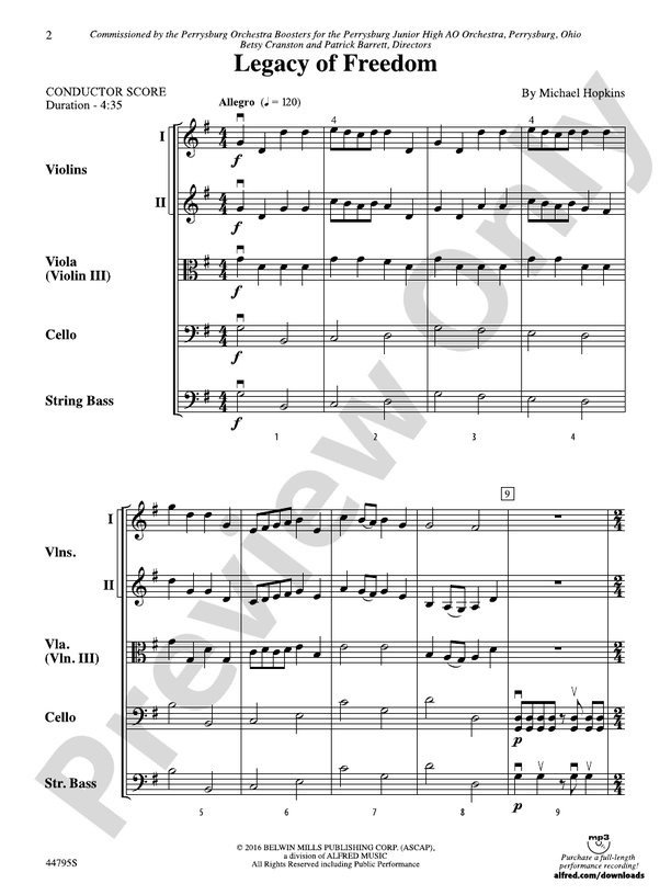 Legacy of Freedom - String Orchestra Conductor Score & Parts (Digital Download)