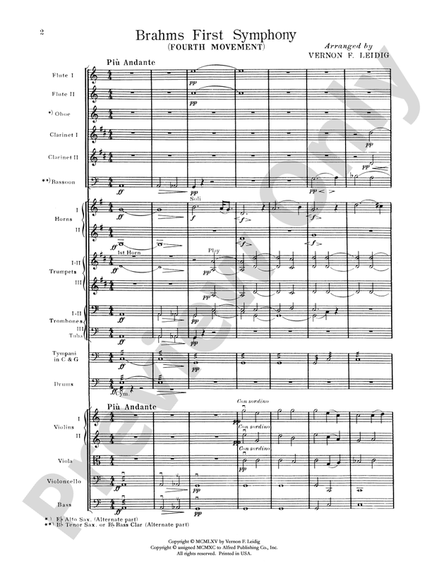 Brahms's 1st Symphony, 4th Movement – Full Orchestra Conductor Score & Parts (Digital Download)