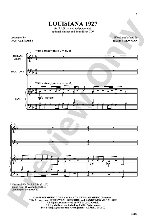 Louisiana 1927 – SAB Choral Octavo (Digital Download)