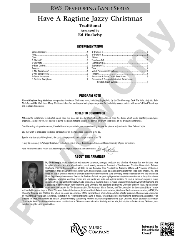 Have a Ragtime Jazzy Christmas - Concert Band Conductor Score & Parts(Digital Download)