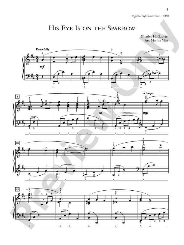His Eye Is on the Sparrow  - Piano Solo (Digital Download)