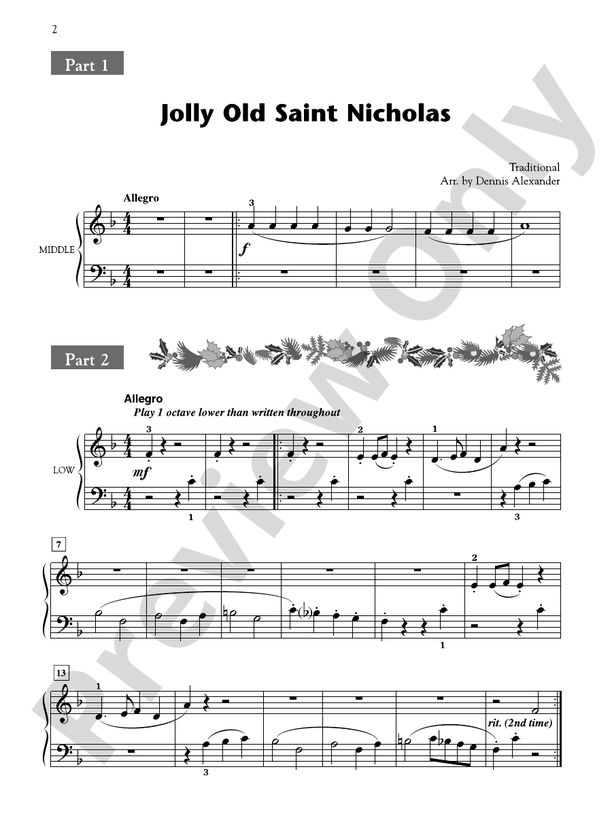 Jolly Old Saint Nicholas - 1 Piano, 6 Hands (Digital Download)