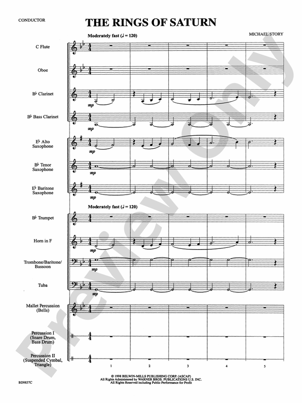 The Rings of Saturn - Concert Band Conductor Score & Parts (Digital Download)