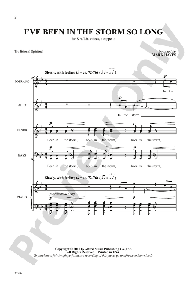 I've Been in the Storm So Long – SATB, a cappella Choral Octavo - Digital Sheet Music Download (Digital Download)