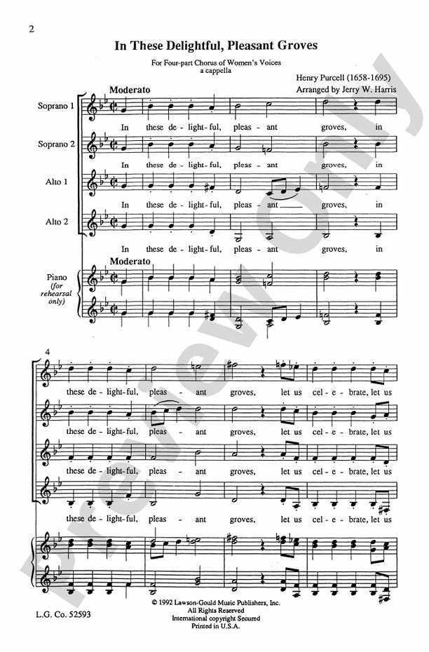 In These Delightful Pleasant Groves – SSAA Choral Octavo (Digital Download)