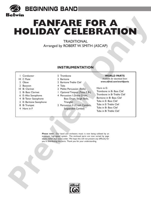 Fanfare for a Holiday Celebration - Concert Band Conductor Score & Parts (Digital Download)